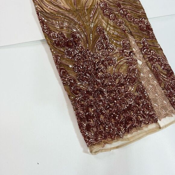 NWT Akira Maxi Dress Womens Large Tan Sequin Copper Spaghetti Strap Long - Picture 2 of 12